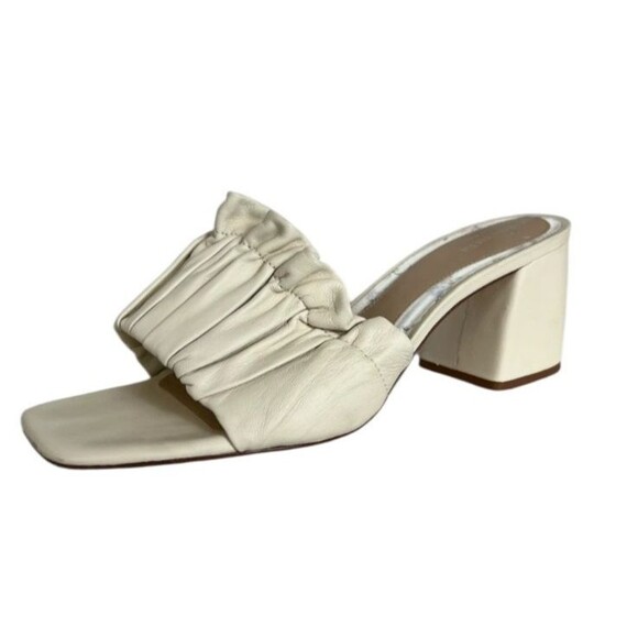 Born on Fifth + Antonio Milani Amy Ivory Heeled Ruffle Leather Slide Sandal 11 - Picture 11 of 12